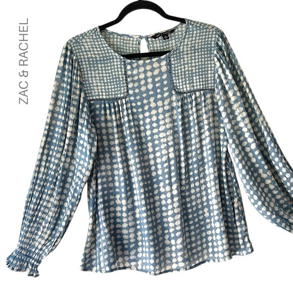 ZAC & RACHEL | NWOT LONG SLEEVE RUFFLE CUFF TOP INSET TRIM DETAIL | MEDIUM - Picture 1 of 10